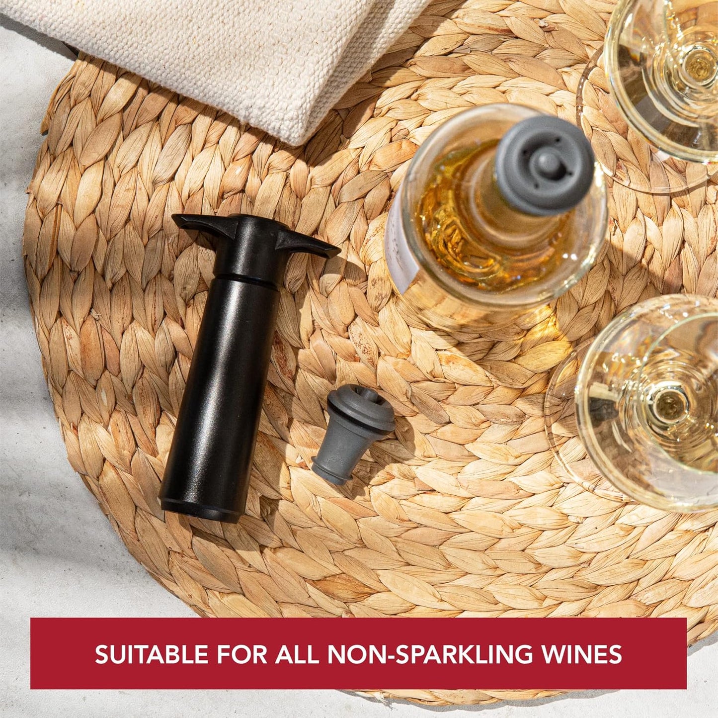 Vacu Vin Wine Saver Vacuum Stoppers – Set of 3 – Multicolor – Airtight Seal to Keep Wine Fresh Up to a Week – Compatible with Vacu Vin Wine Saver Pump – Reusable & Dishwasher Safe
