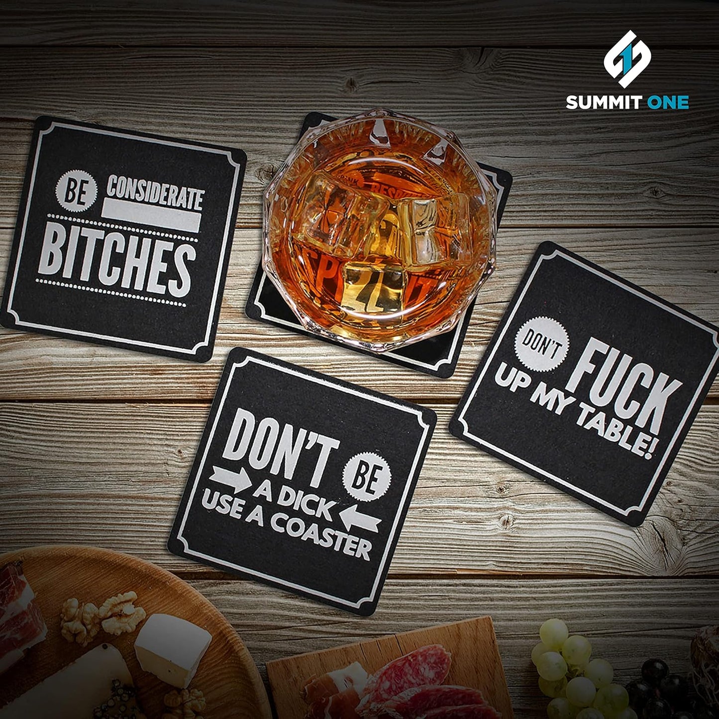 Summit One Funny Coasters for Drinks, Set of 10 (4 x 4 Inch, 5mm Thick) - Bar Accessories for The Home Bar Set, Absorbent Felt Drink Coasters - Man Cave Accessories