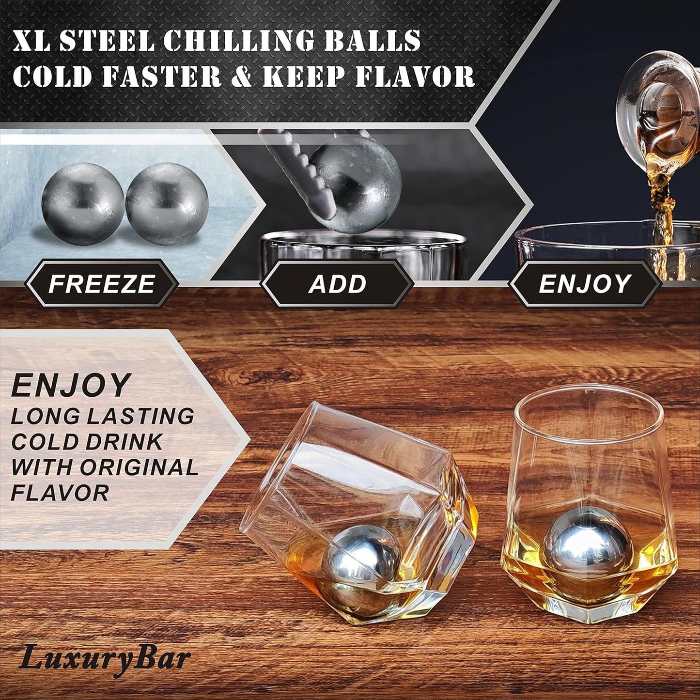 LuxuryBar Diamond Whiskey Decanter Sets for Men with ChillBall &Tray, 26oz Whiskey Decanter Set Liquor Dispenser Bourbon Decanter Whiskey Set Gifts for Men