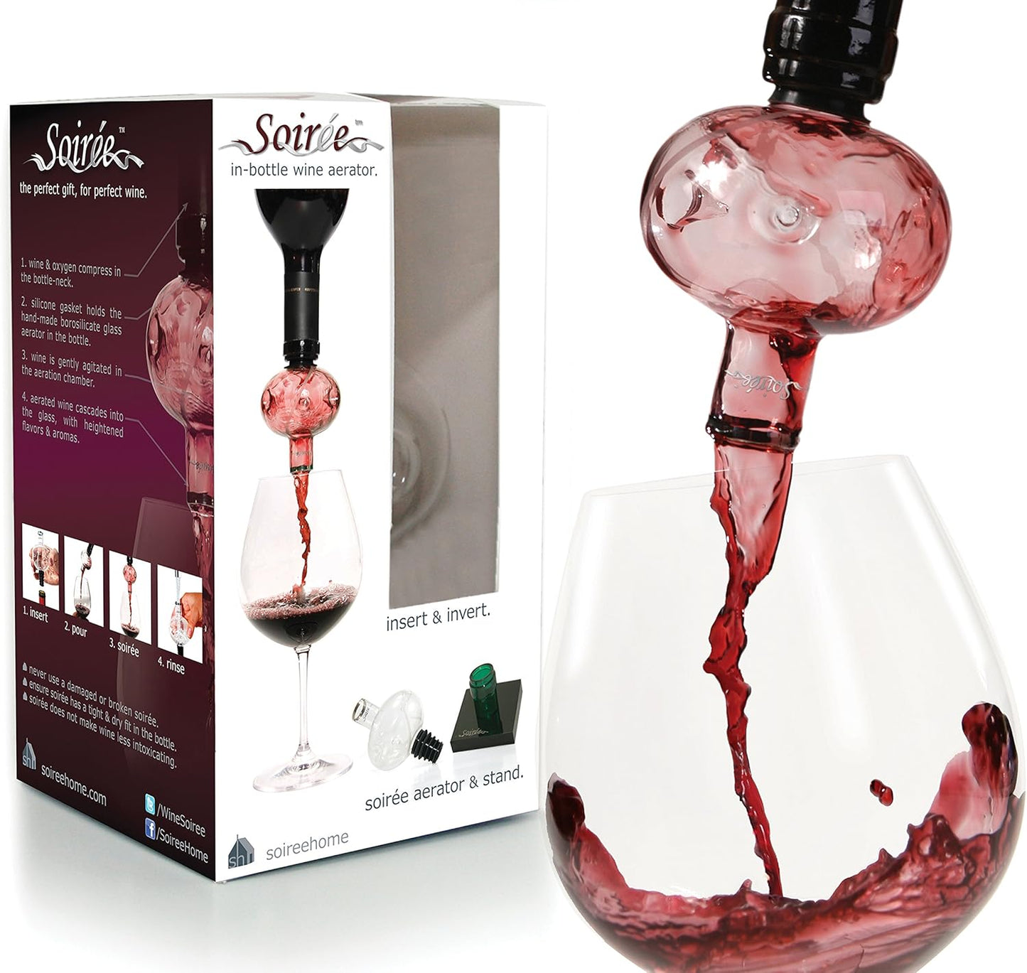 Soireehome - In Bottle Wine Aerator - For Red Wine, White Wine, And Rose Wine! - Made Of Glass, Makes Your Wine Taste Better