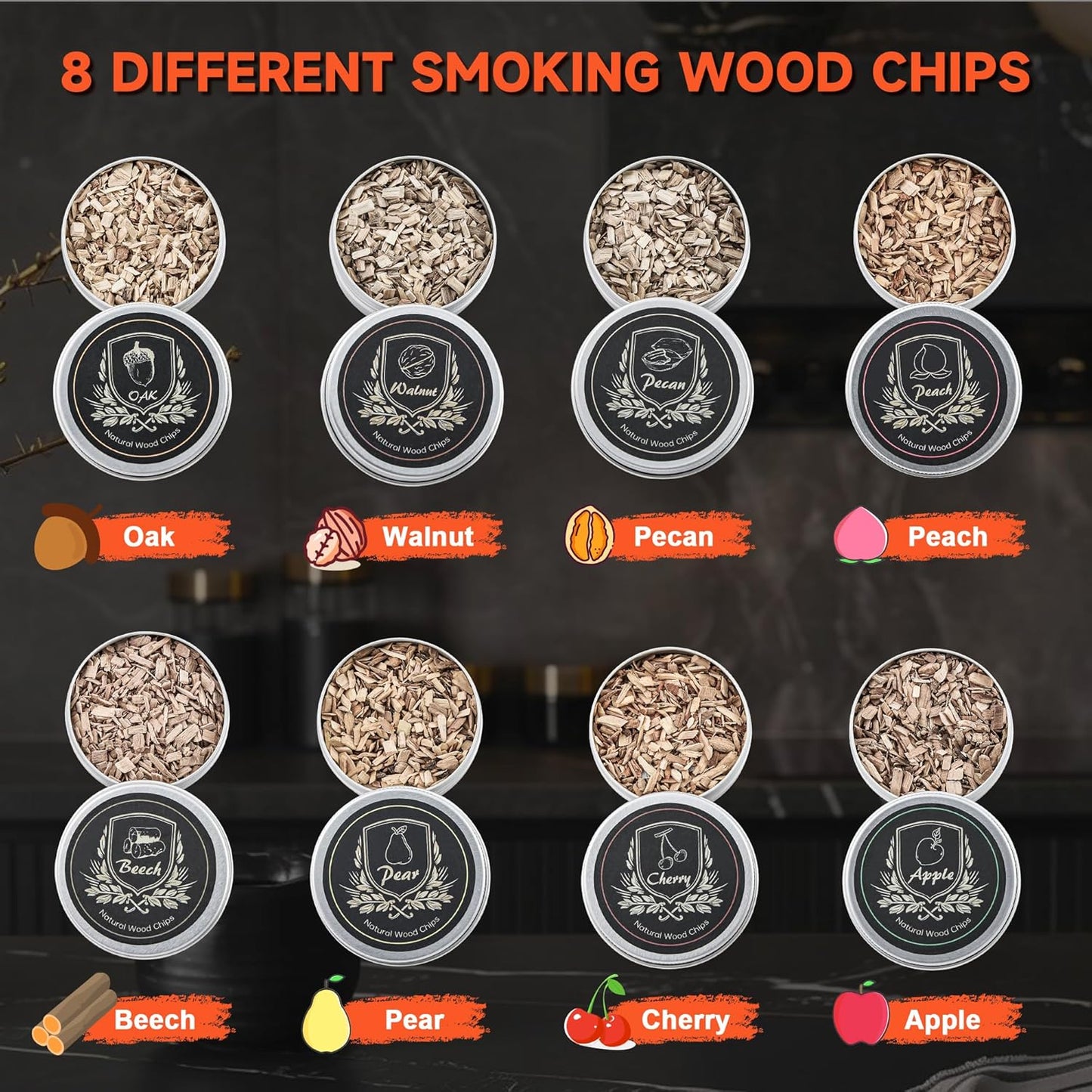 Elegant Cocktail Smoker Kit - Complete Whiskey Drink Smoking Gun with 8 Flavors of Wood Chips, Dome, and Accessories, Adds Flavor to Food and Drinks, Infuser Kit for Indoor Outdoor Use