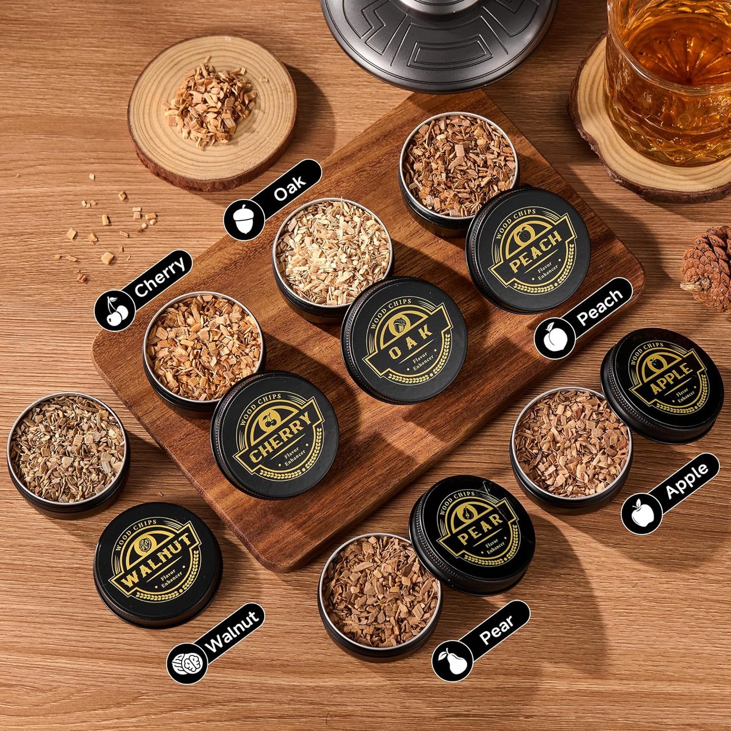 ComboJoy Electric Whiskey Smoker Kit with LED – 6 Flavors Wood Chips, Whiskey Glass & Ice Cube Mold – Rechargeable Cocktail Smoker, Old Fashioned Bourbon Gifts for Men, Dad, Husband -Grey