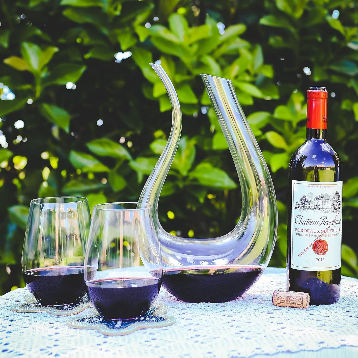 Galashield Wine Decanter 100% Hand Blown Lead-free Crystal Glass Red Wine Carafe U Shape Wine Aerator