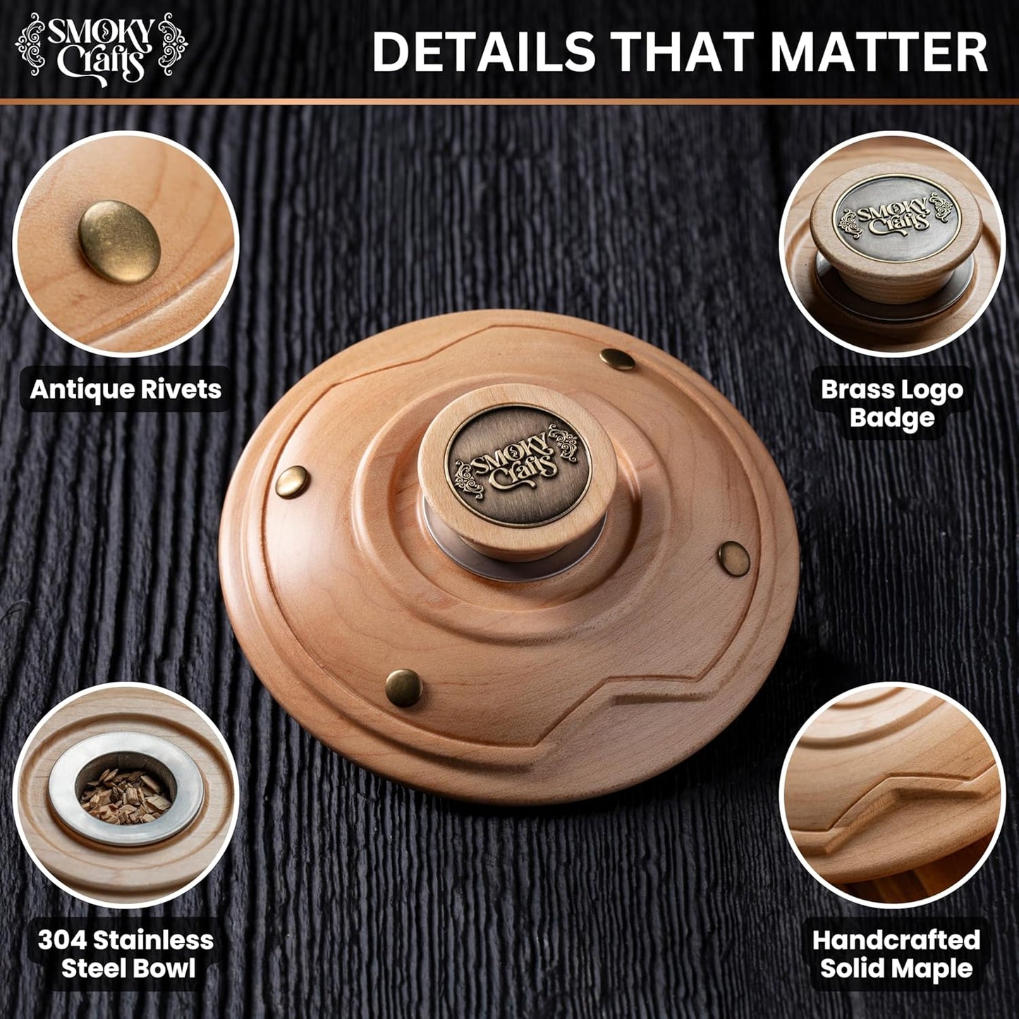Smoky Crafts Cocktail Smoker Kit with Torch - Whiskey Smoker Kit comes with UFO-Shaped Smoke Infuser, Culinary Torch, Cotton Bag and Wood Chips (Apple & Cherry) - Gifts for Men (Without Butane)