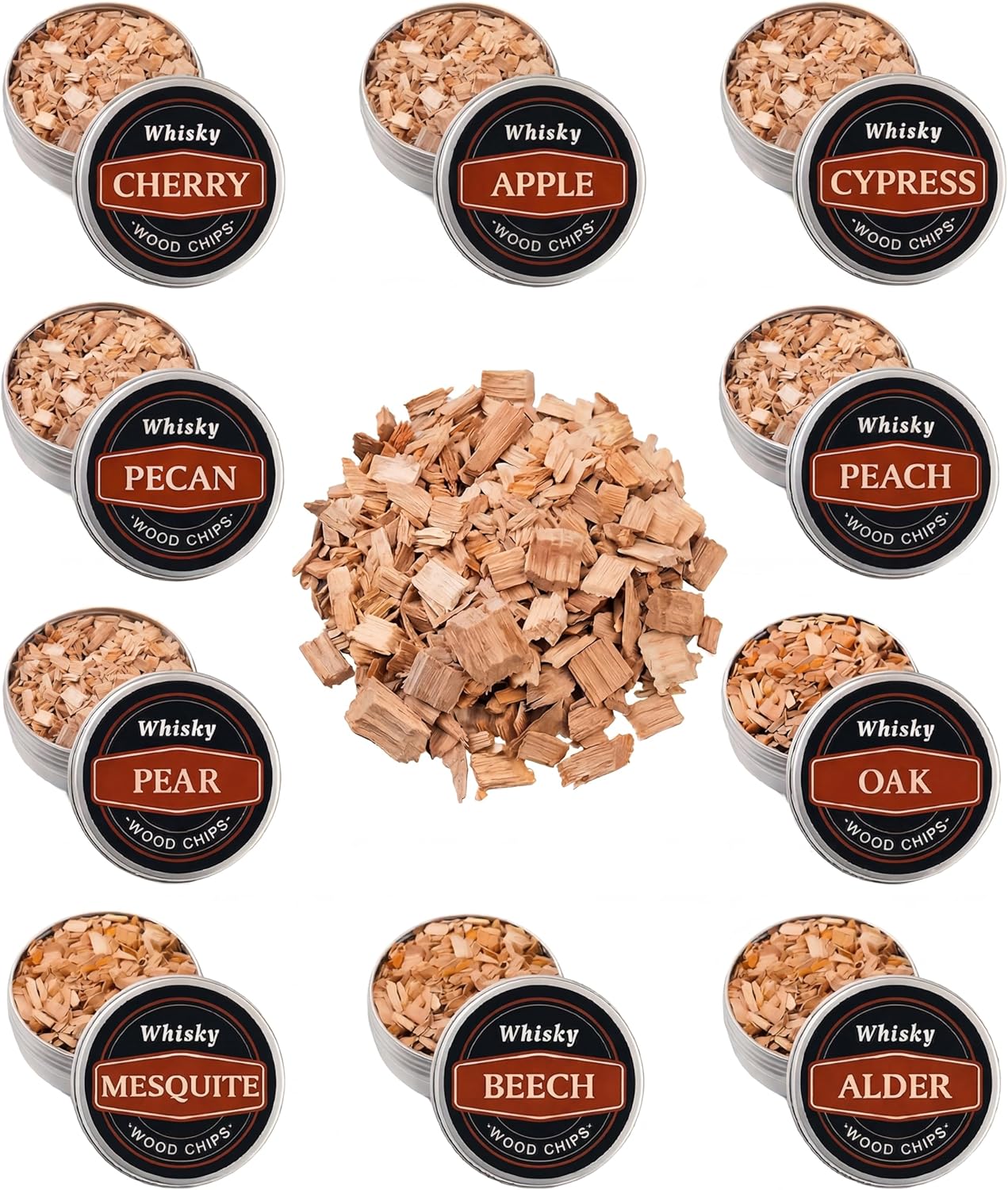Cocktail Smoker Wood Chips for Whiskey Smoker Kit,Natural Drink Smoker Chips for Cocktails & Bourbon,10 Flavor Smoking Wood Chips Variety Pack,Apple Peach Pear Hickory Oak Cherry Mesquite Alder Beech