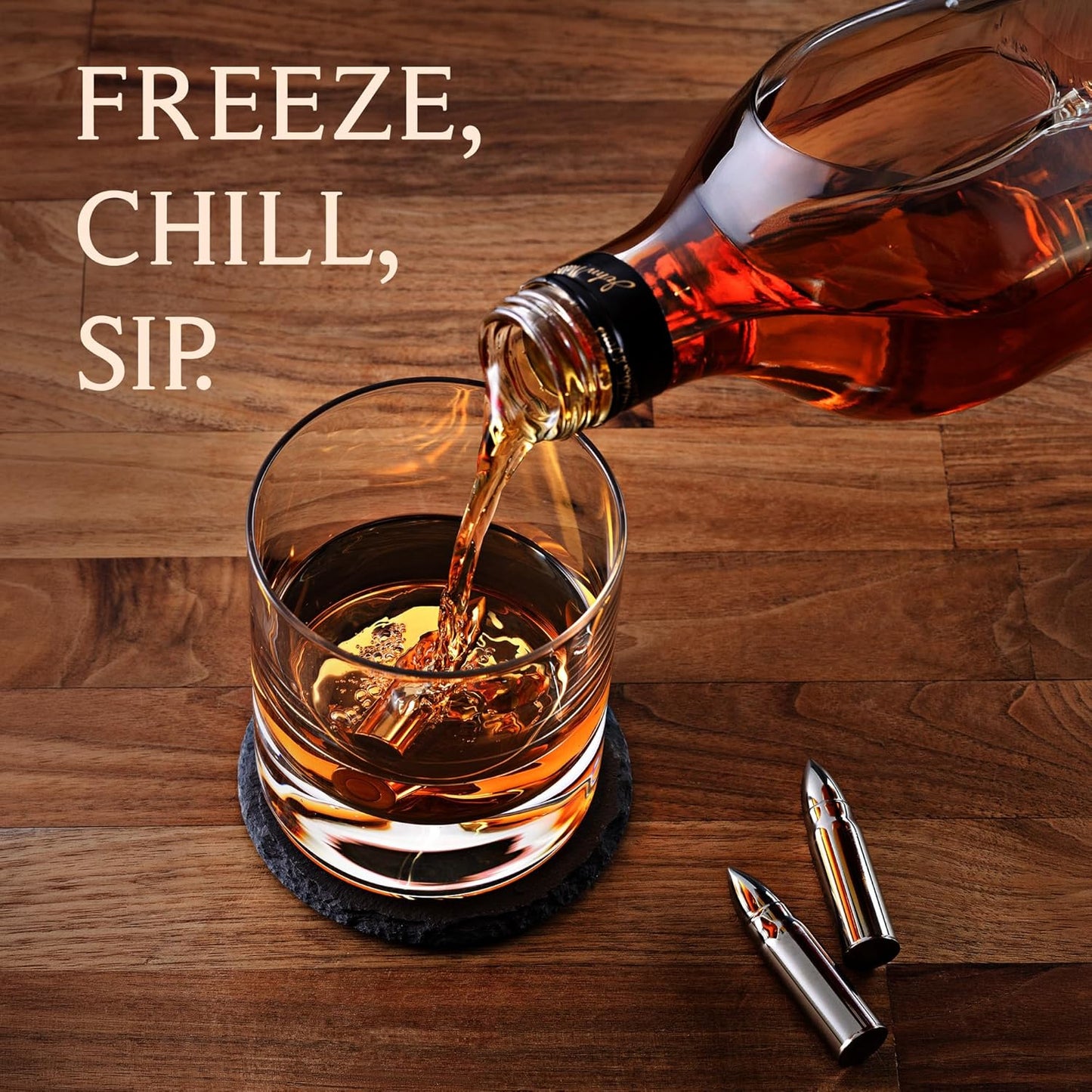 Mixology & Craft Premium Metal Ice Cubes | Stainless Steel Reusable Chilling Stones | Non-Melting Alternative for Whiskey, Scotch & Fine Spirits | Ideal Whiskey Stones Gift Set