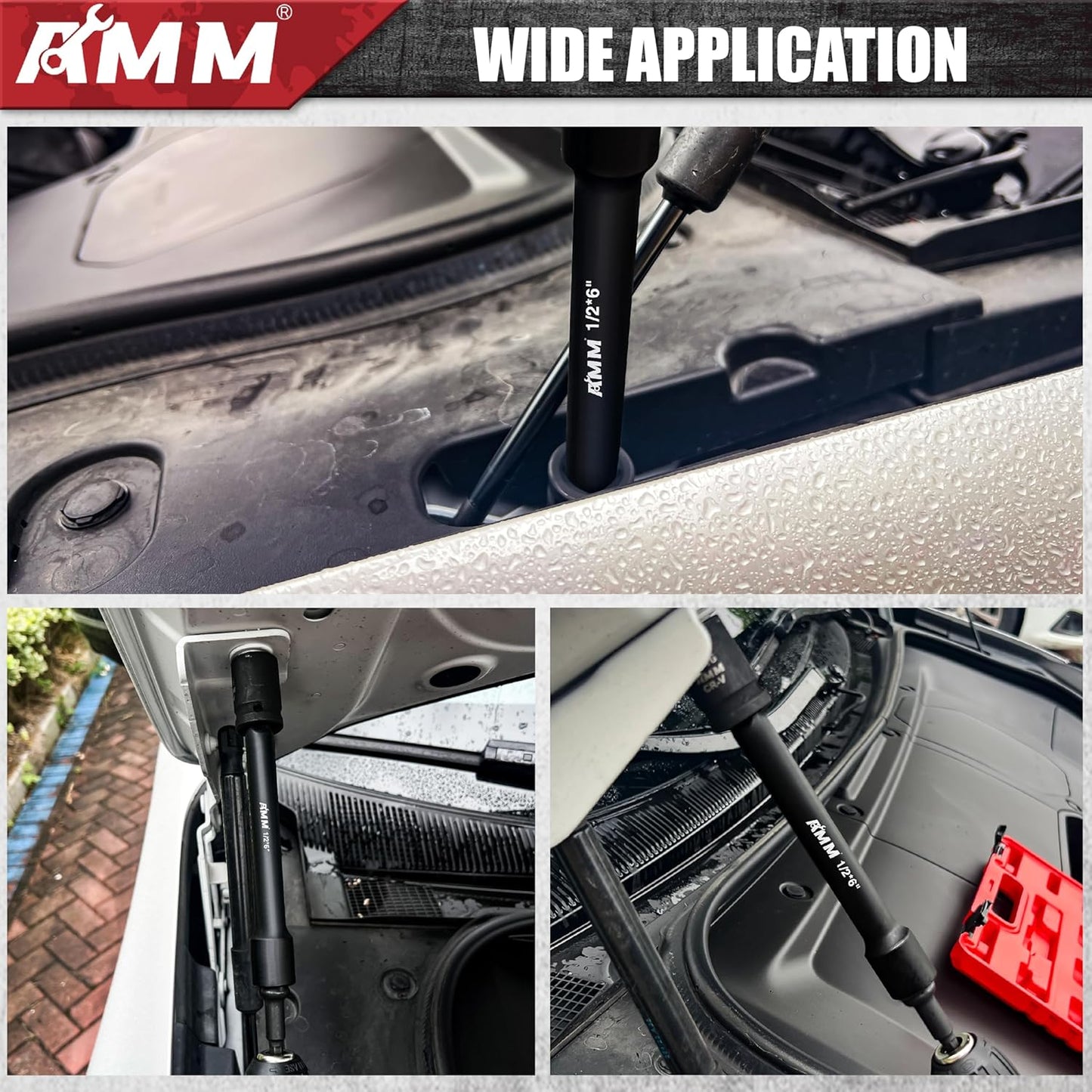 AMM Impact Socket Extension Set Tools, 1/4", 3/8", 1/2" Drive Socket Adapter, Extension Bar, Impact Univeral Joint, Impact Coupler with Cr-V Steel for Power Drill & Impact Driver, 18 Pieces