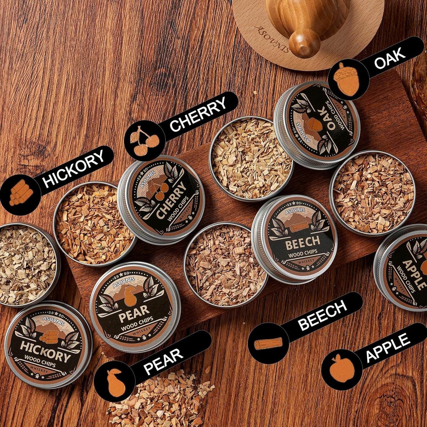 Whiskey Smoker Kit with Torch - 6 Flavors Wood Chips, 2 Glasses, Cocktail Smoker Infuser Kit, Old Fashioned Drink Smoker Kit, Birthday Valentine's Day Bourbon Whiskey Gifts for Men, Dad(No Butane)
