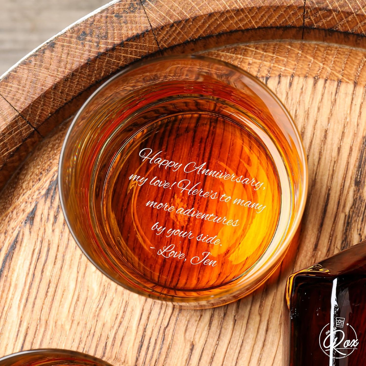 On The Rox Engraved Whiskey & Bourbon Glass Gifts - Fun Message Gift For Him - Personalized 11 oz Engraved Message Scotch Glass - Birthday, Anniversary