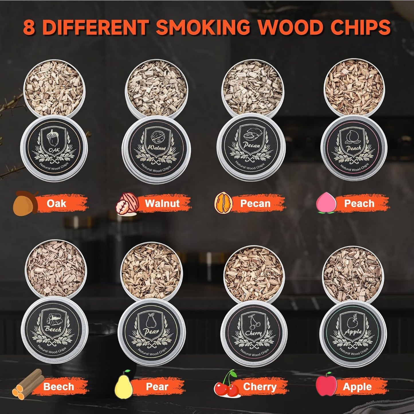Elegant Cocktail Smoker Kit - Complete Whiskey Drink Smoking Gun with 8 Flavors of Wood Chips, Dome, and Accessories, Adds Flavor to Food and Drinks, Infuser Kit for Indoor Outdoor Use