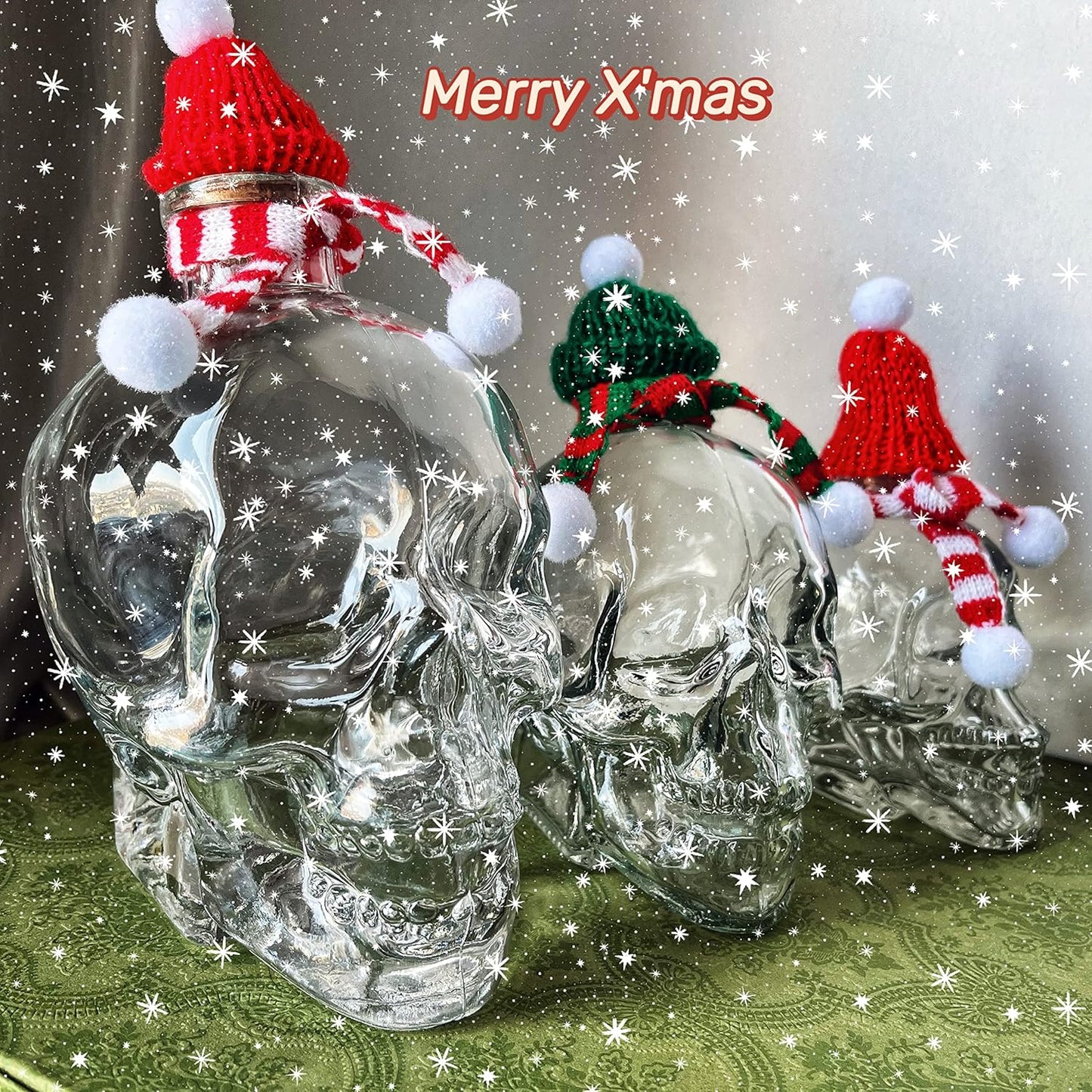 Skull Decanter Lead-free Glass 120ml Only 4 Oz CapacitySkull Prop Cute Whiskey Bottle With Cork Stopper (4oz)