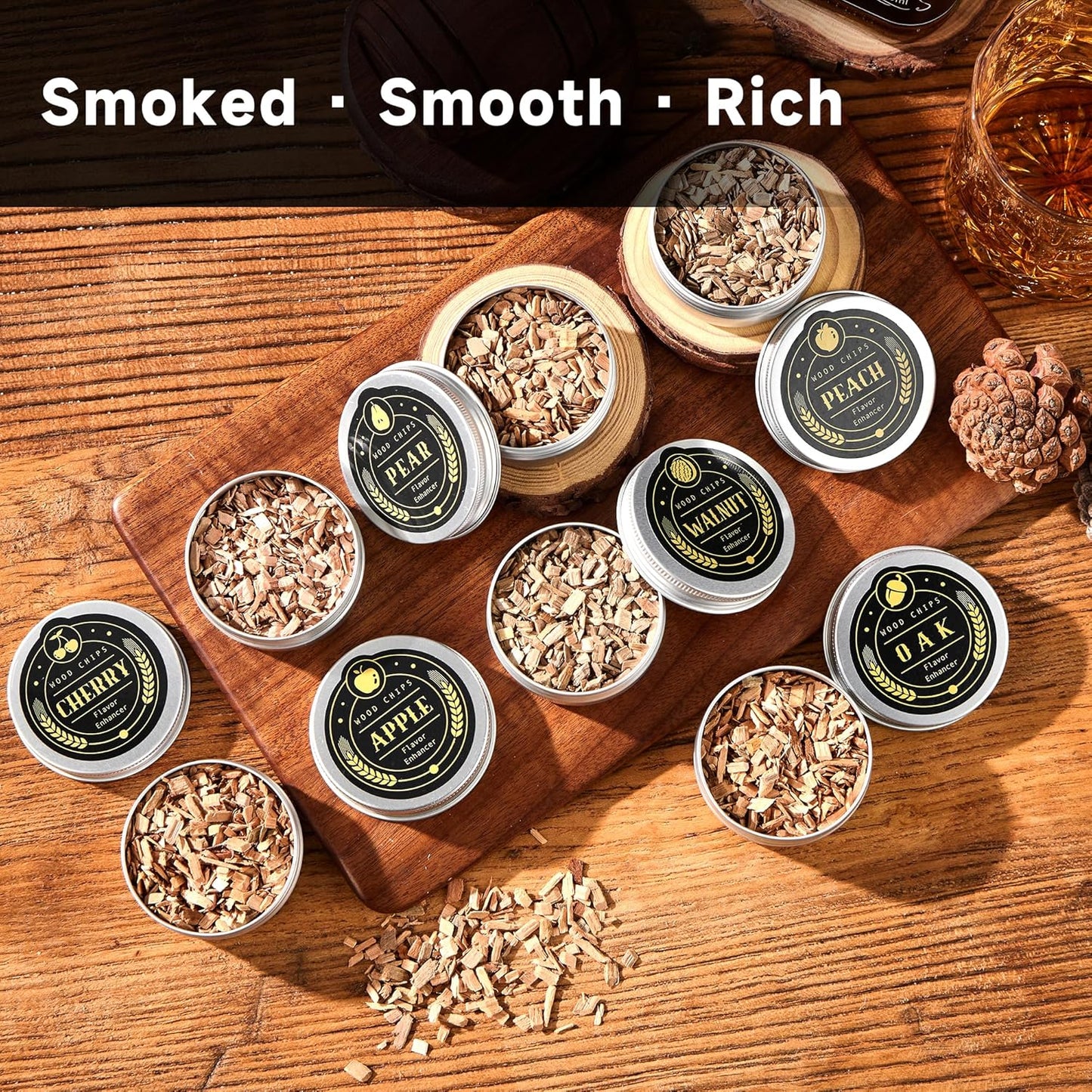 ComboJoy Whiskey Smoker Kit with Torch - 12 Flavors Wood Chips - Cocktail Smoker Infuser Kit, Old Fashioned Drink Smoker Kit, Birthday Bourbon Whiskey Gifts for Men,Dad(NO Butane)